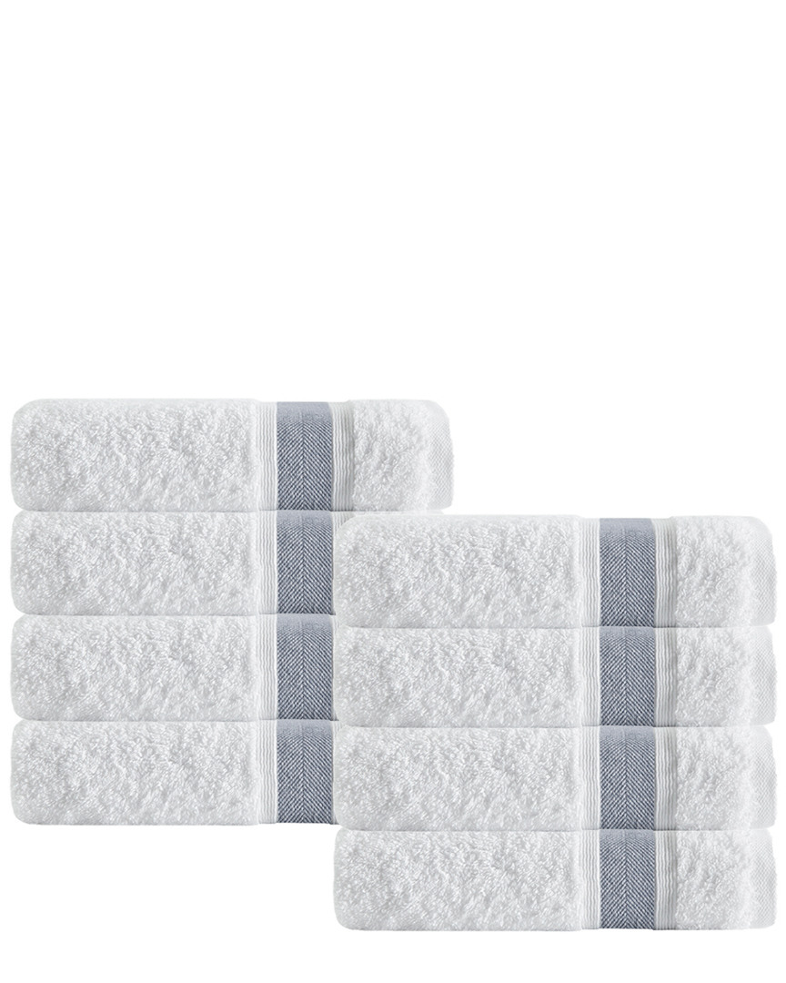 Enchante Home Set Of 8 Unique Anthracite Stripe Hand Towels