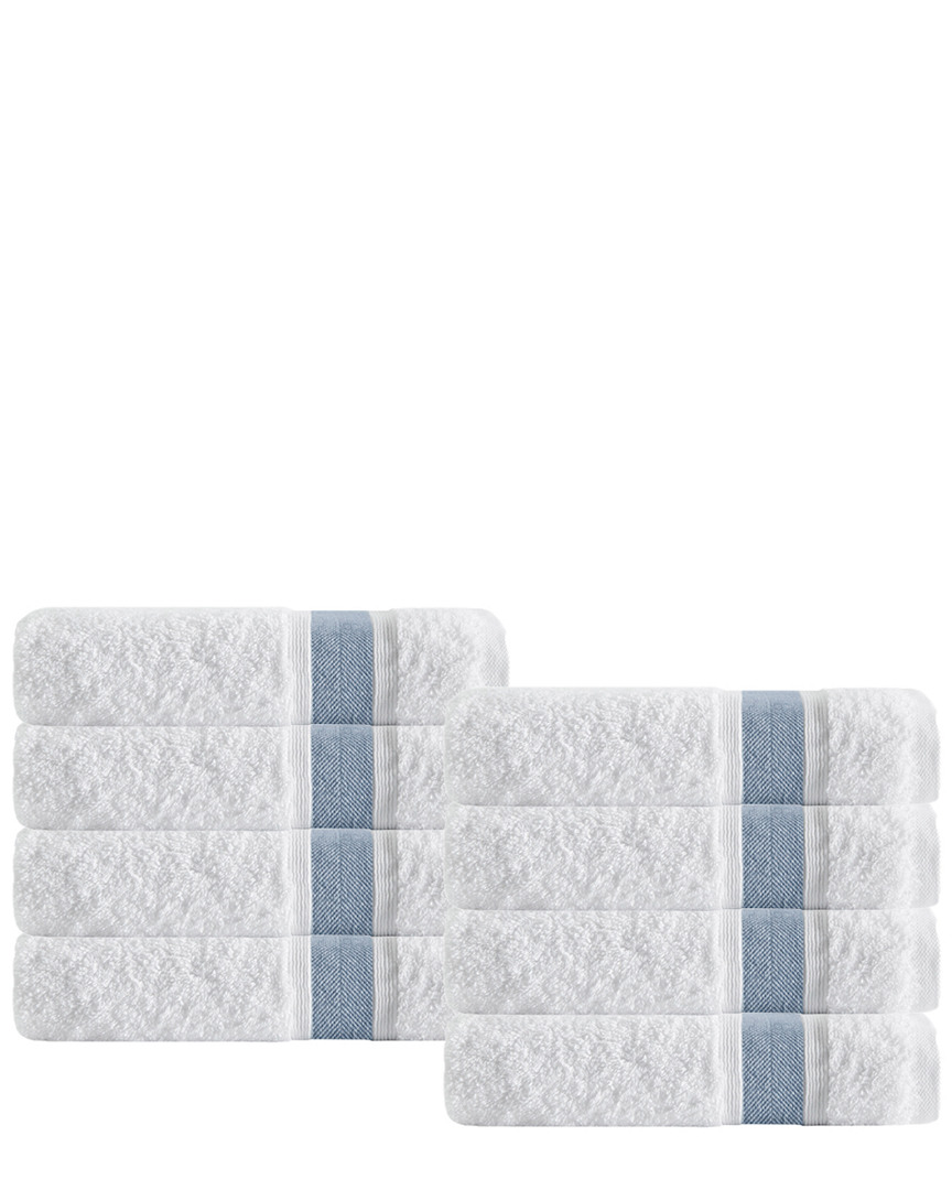 Enchante Home Set Of 8 Unique Blue Stripe Hand Towels