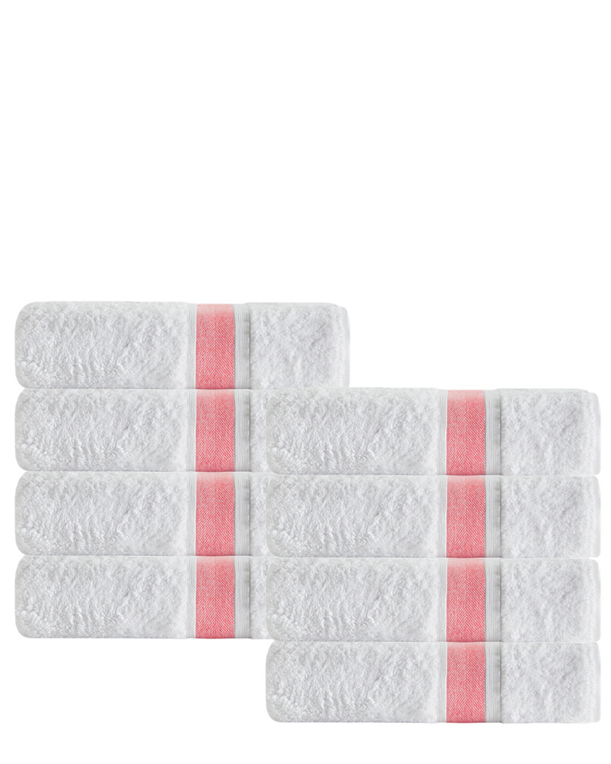 Enchante Home Set Of 8 Unique Salmon Stripe Hand Towels