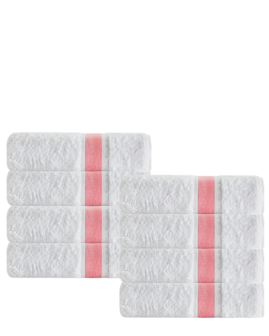 Enchante Home Set Of 8 Unique Salmon Stripe Wash Towels