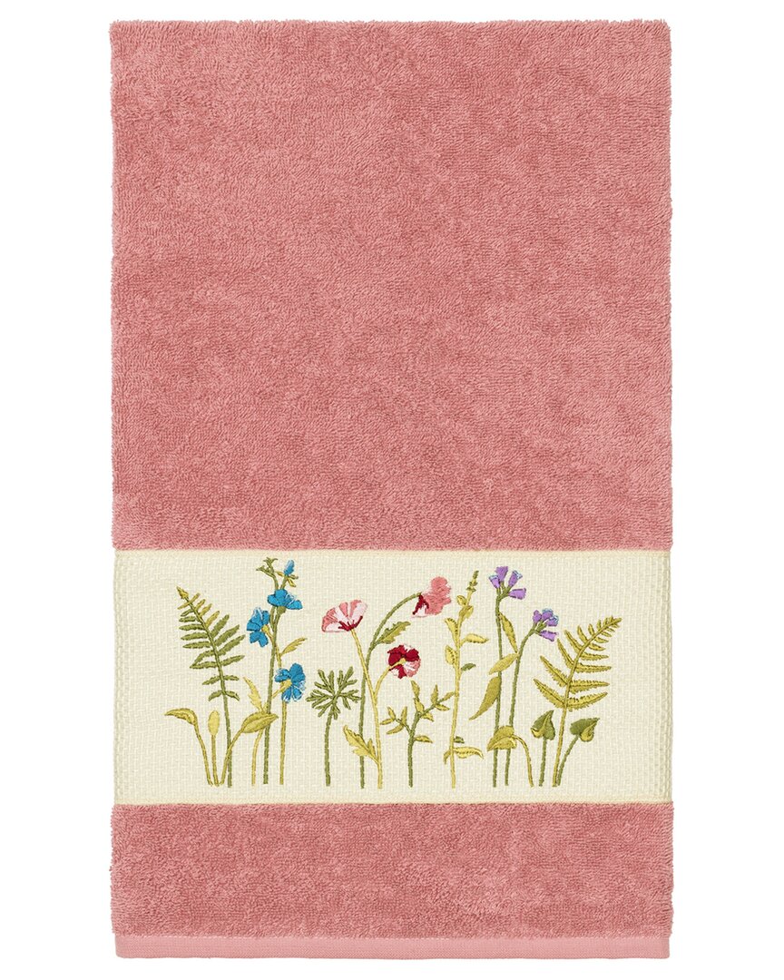Linum Home Textiles Turkish Cotton Serenity Embellished Bath Towel In Rose