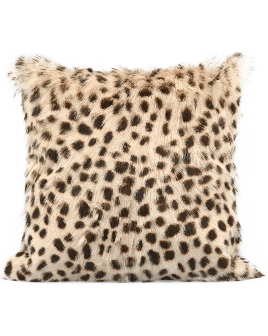 Tov Furniture Leopard Print Goatskin Decorative Pillow, 19.7 X 19.7