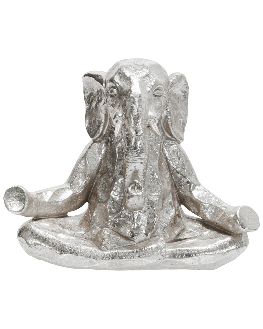 R16 Meditating Elephant Decor In Silver