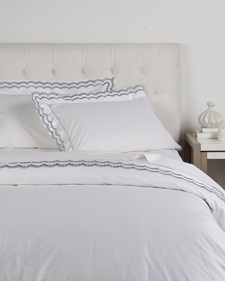 Maurizio Italy Double Scallop Duvet Set In White