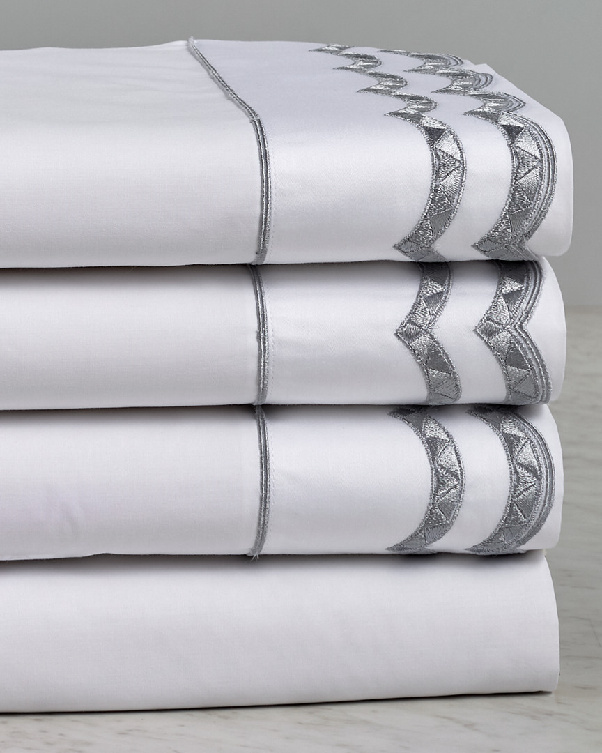 Maurizio Italy Double Scallop Sheet Set In White