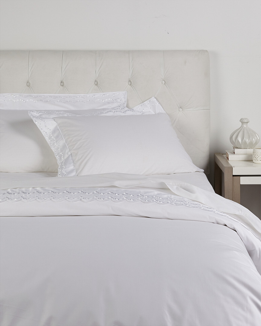 Maurizio Italy Double Scallop Duvet Set In White