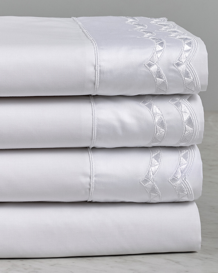 Maurizio Italy Double Scallop Sheet Set In White