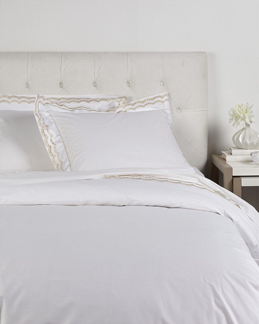 Maurizio Italy Double Scallop Duvet Set In White