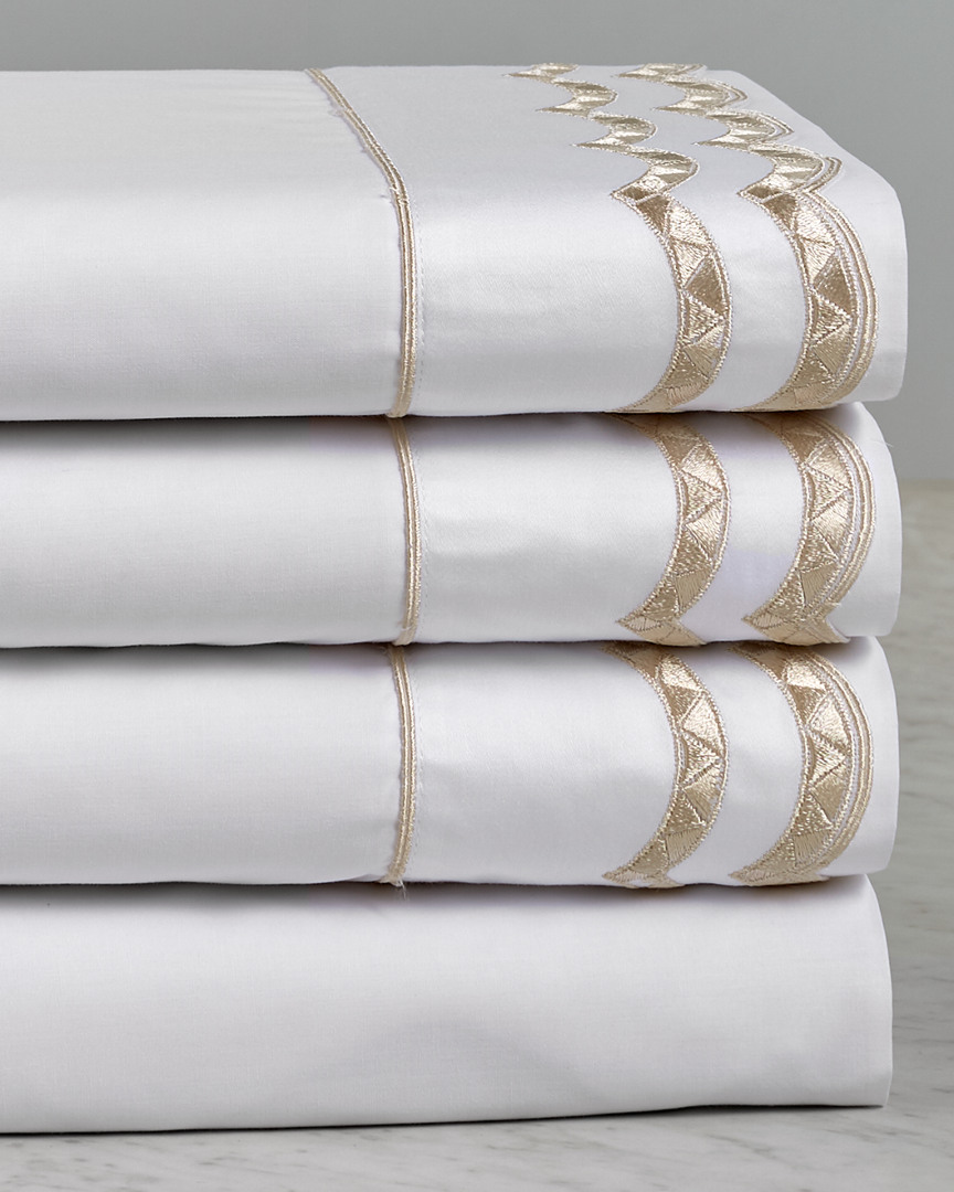 Maurizio Italy Double Scallop Sheet Set In White