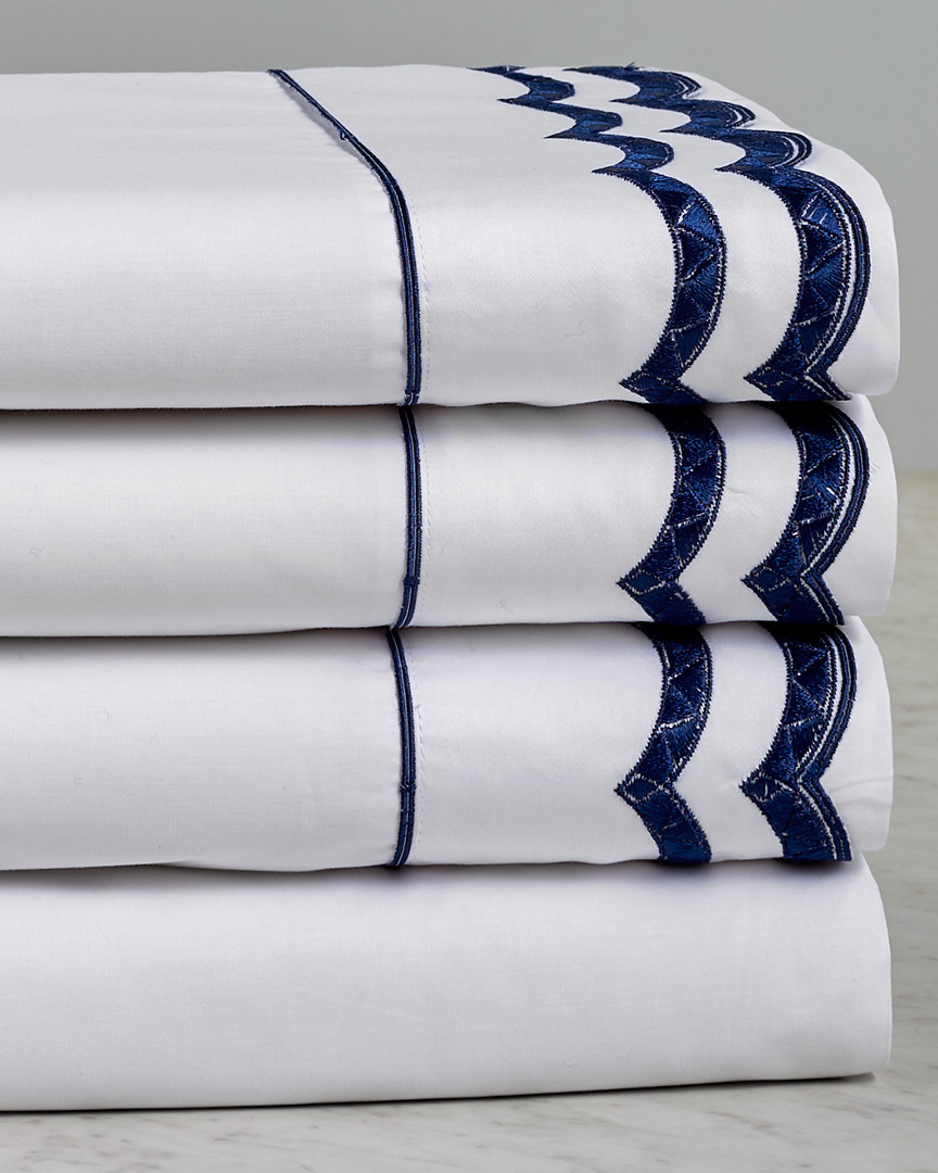 Maurizio Italy Double Scallop Sheet Set In White
