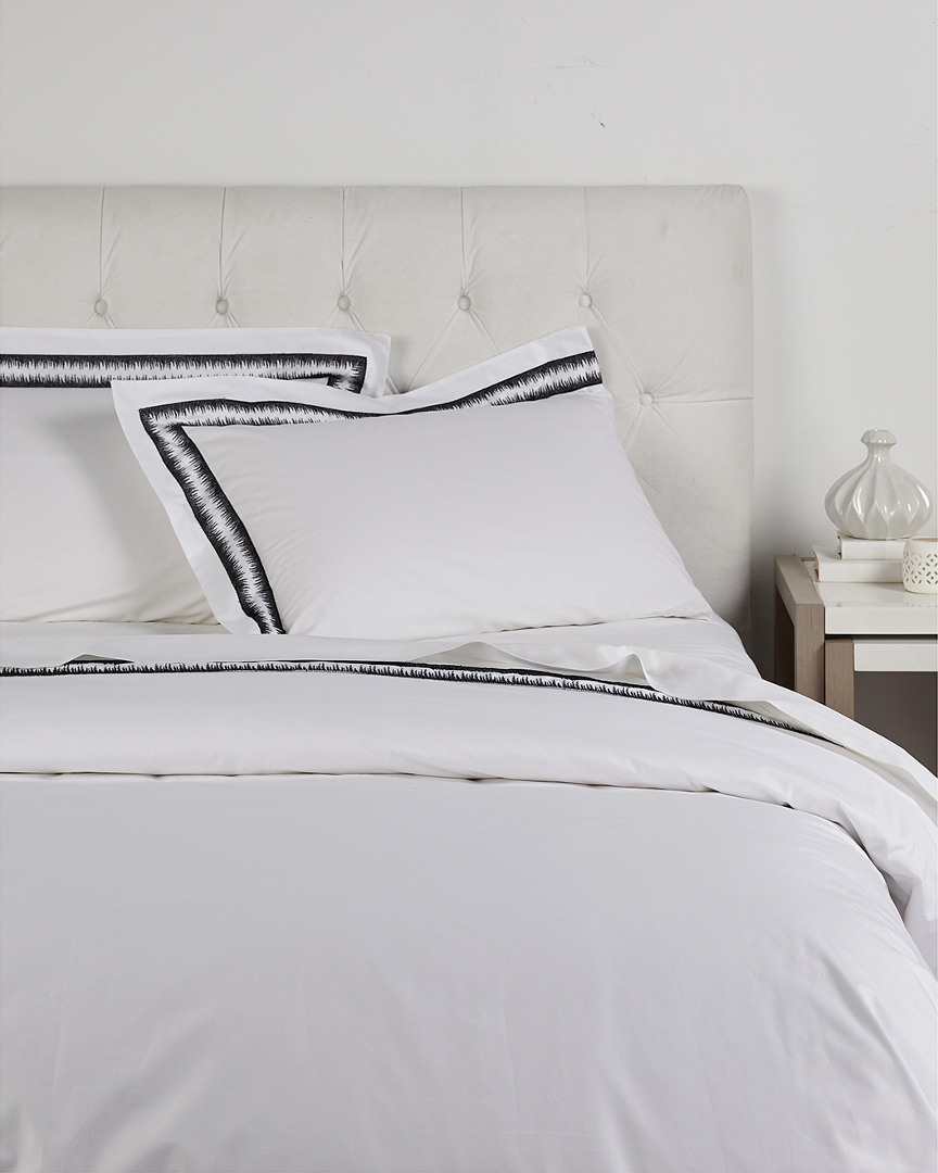 Maurizio Italy Jaws Embroidered Duvet Set In White