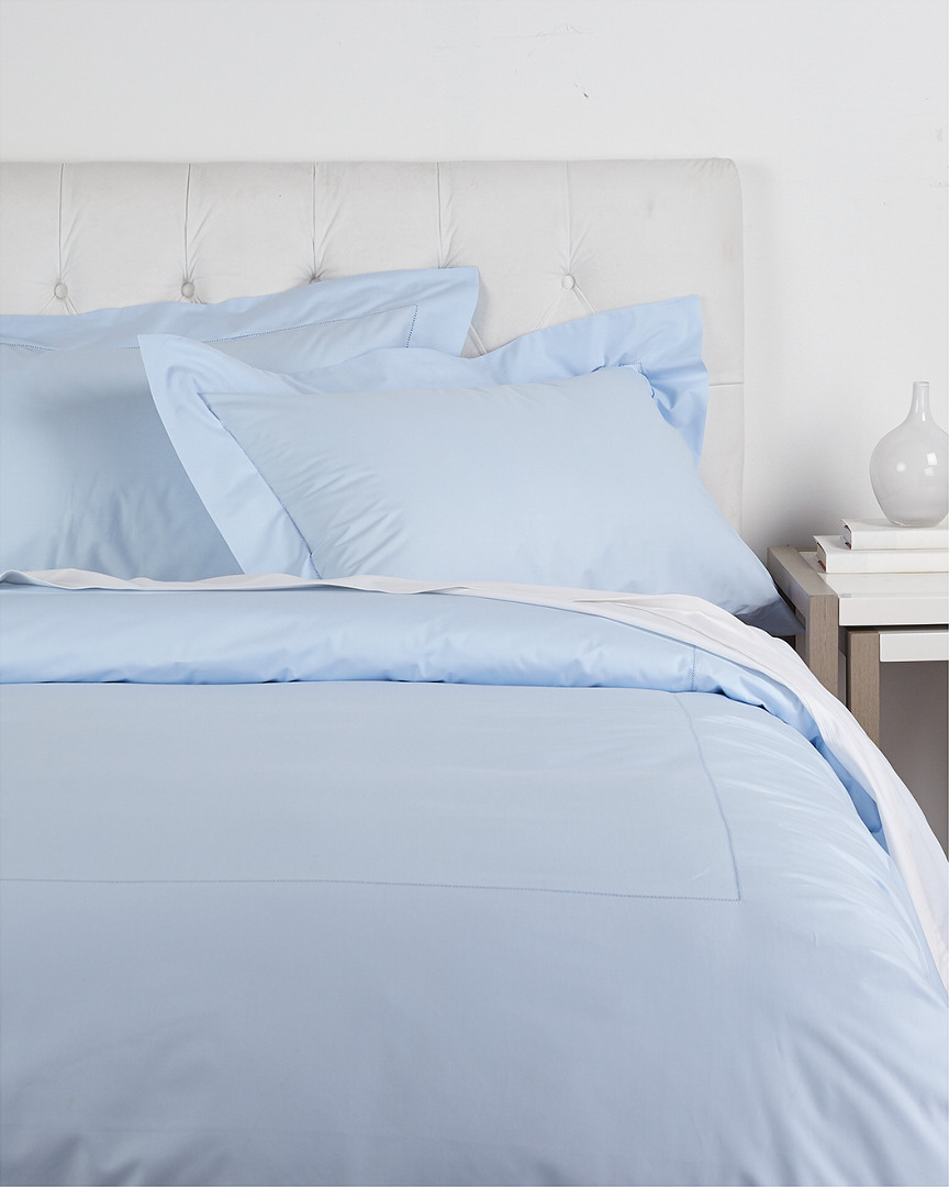 Maurizio Italy Solid Single Hemstitch Duvet Set In Blue