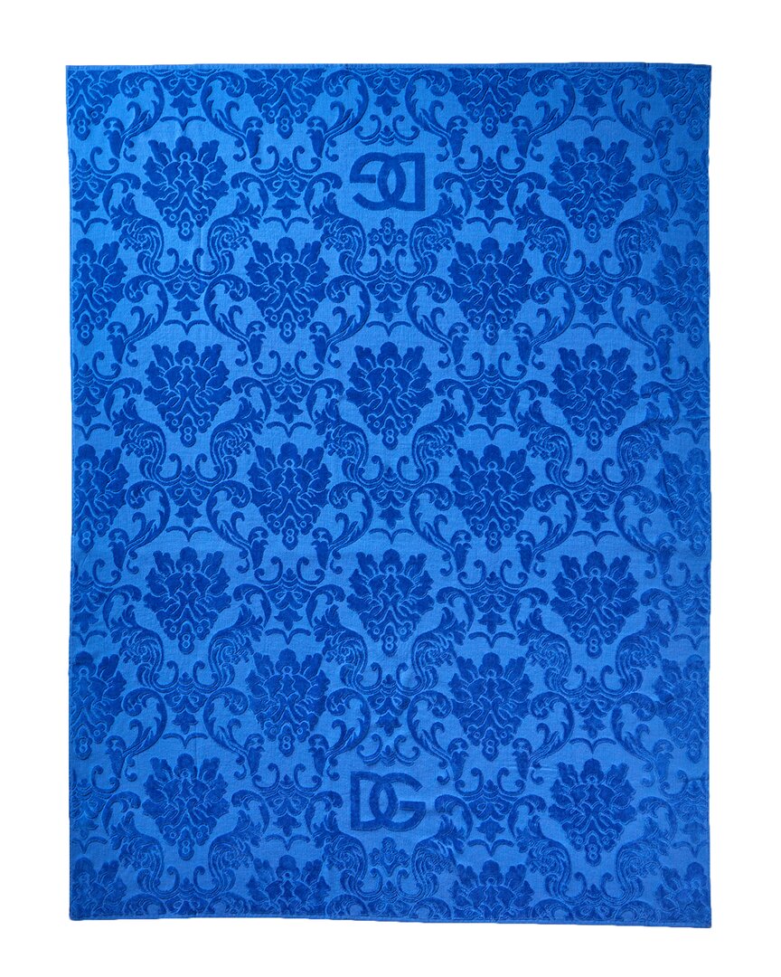 Shop Dolce & Gabbana Terry Jacquard Beach Towel In Blue