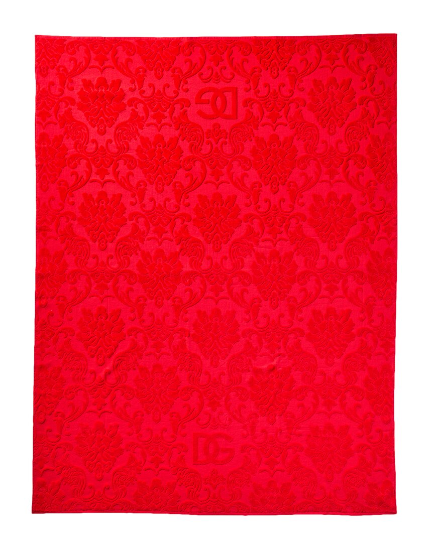 Shop Dolce & Gabbana Terry Jacquard Beach Towel In Red