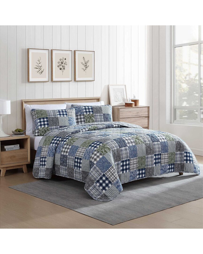 Eddie Bauer 136 Thread Count Cozy Plaid Patchwork Cotton Reversible Quilt Set