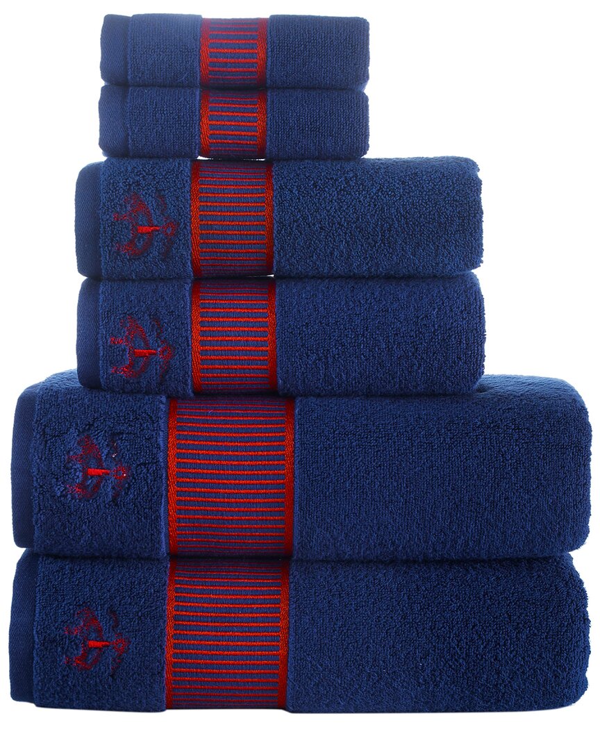Brooks Brothers Fancy Border 6pc Towel Set In Navy