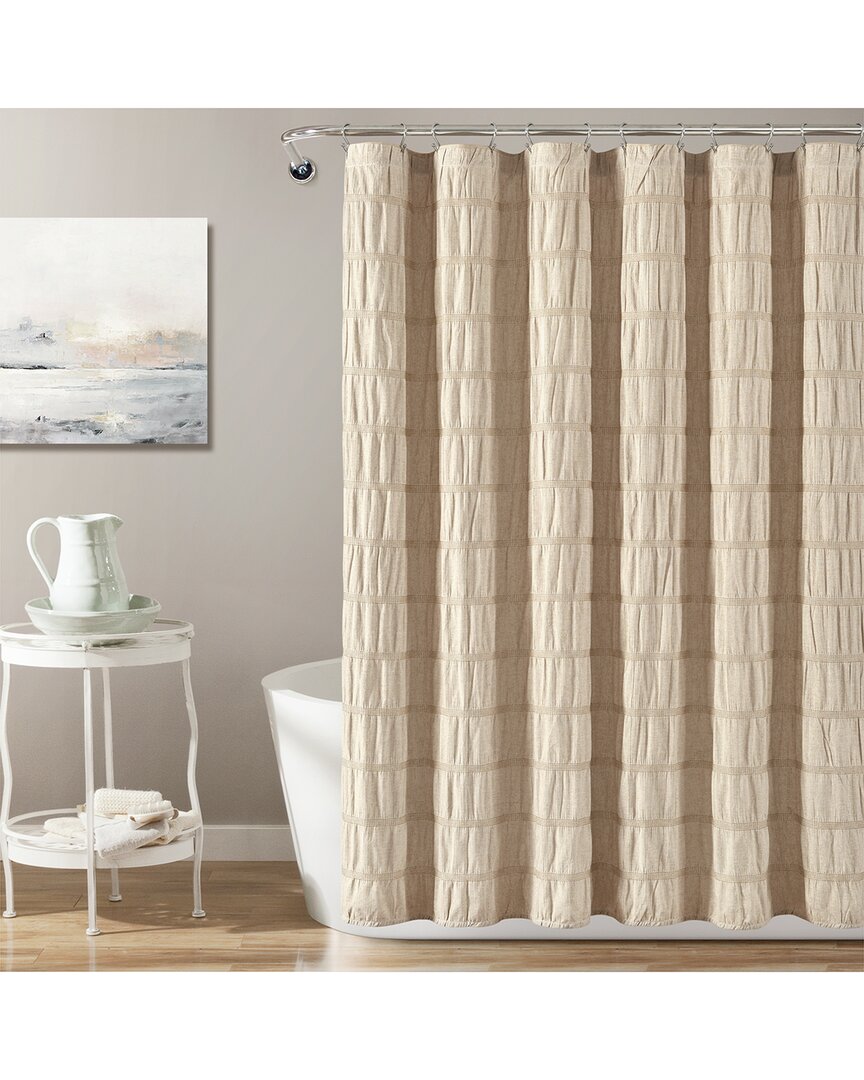 Lush Decor Waffle Stripe Woven Cotton Blend Shower Curtain Ta In Neutral