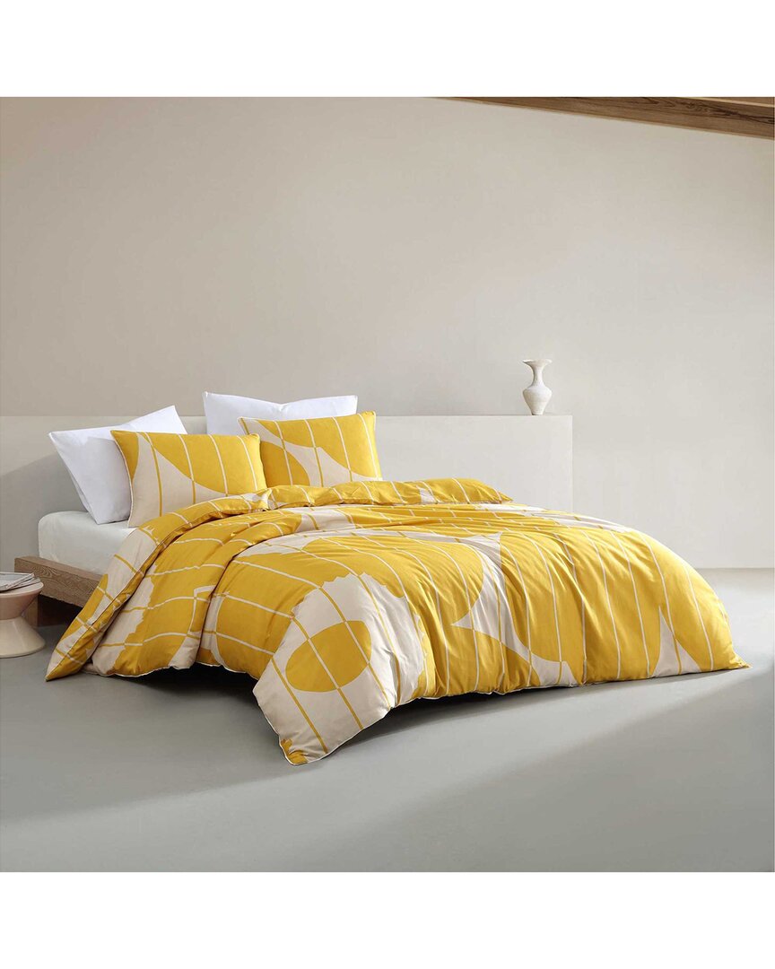 Marimekko Vesi Unikko Cotton Sateen Duvet Cover Set In Yellow