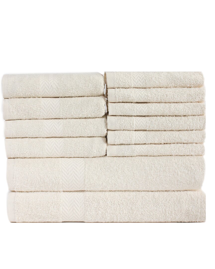 Superior Eco-friendly 12pc Absorbent Towel Set In Ivory