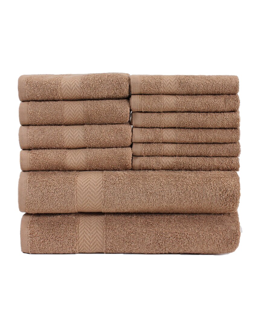 Superior Eco-friendly 12pc Absorbent Towel Set In Brown