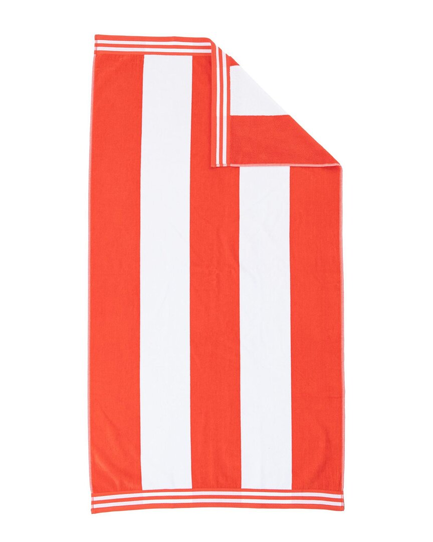 Superior Cabana Stripe Oversized Lightweight Beach Towel In Coral