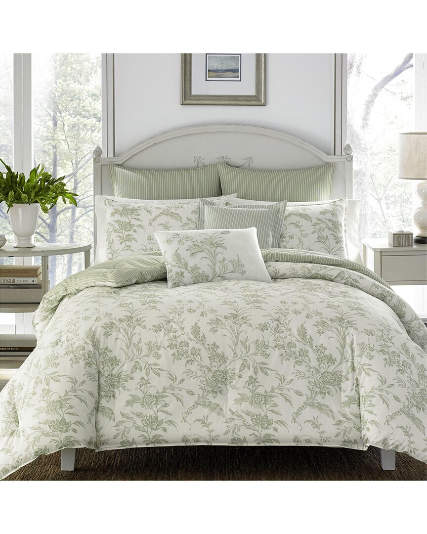 Shop Laura Ashley Natalie 7pc Sage Comforter Set In Green
