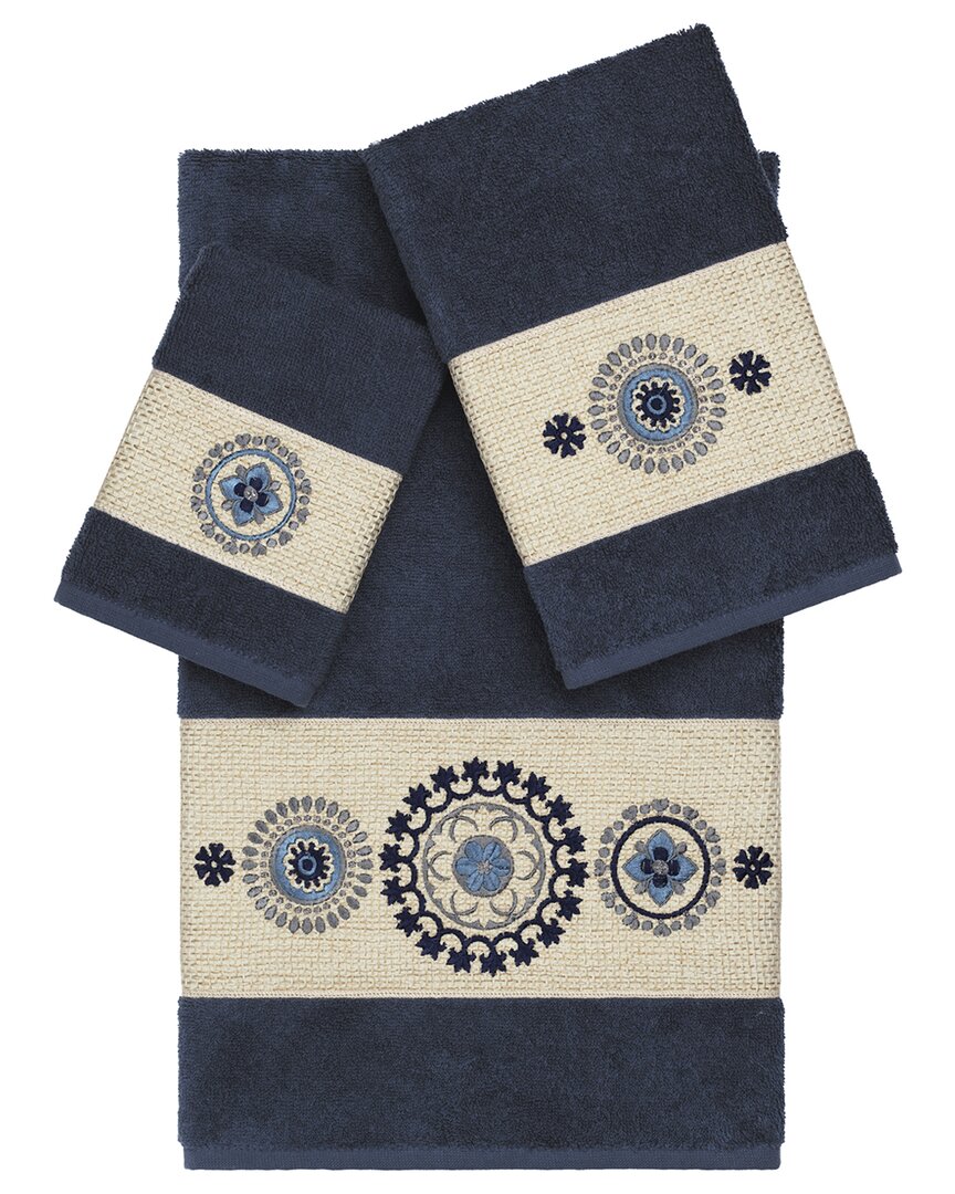 LINUM HOME TEXTILES LINUM HOME TEXTILES ISABELLE TURKISH COTTON 3PC EMBELLISHED TOWEL SET