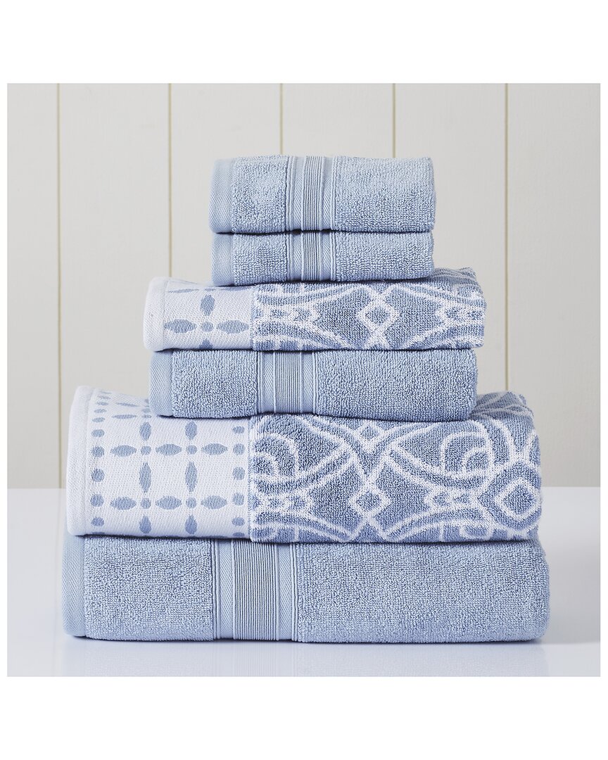 Modern Threads Blue 6pc Monore Jacquard/solid Towel Set