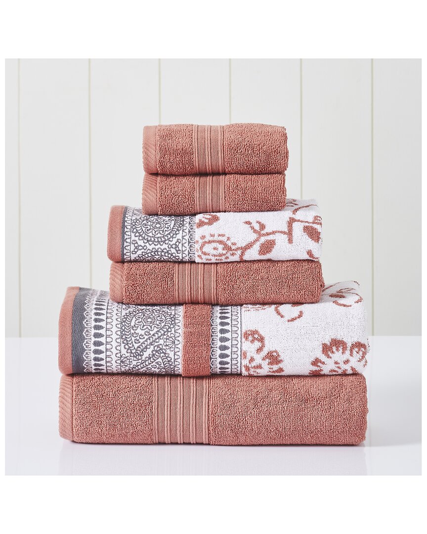 Modern Threads Clay 6pc Ophelia Jacquard/solid Towel Set