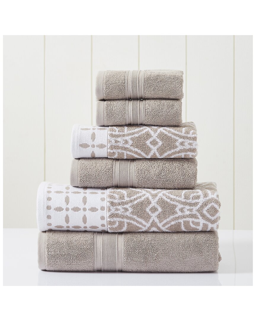 Modern Threads Fawn 6pc Monore Jacquard/solid Towel Set