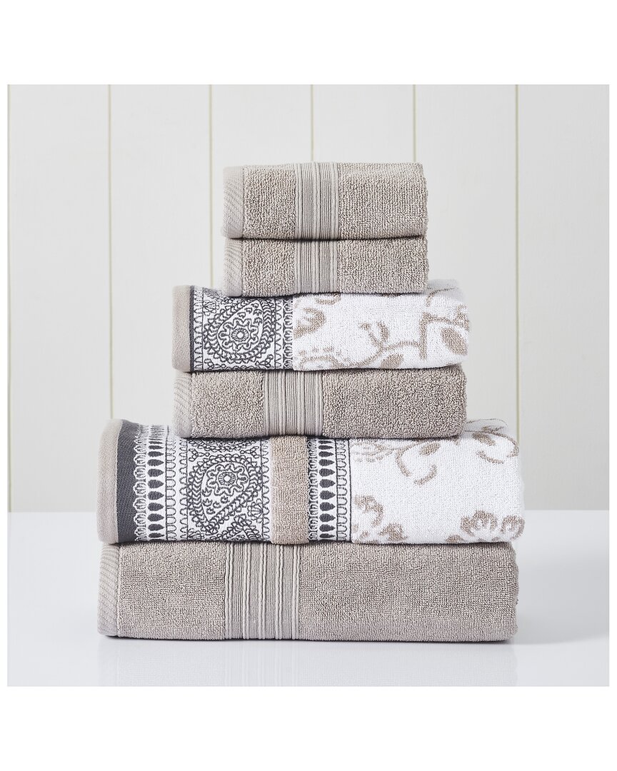 Modern Threads Fawn 6pc Ophelia Jacquard/solid Towel Set