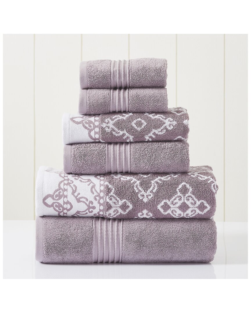 Modern Threads Orchid 6pc Charlize Jacquard/solid Towel Set