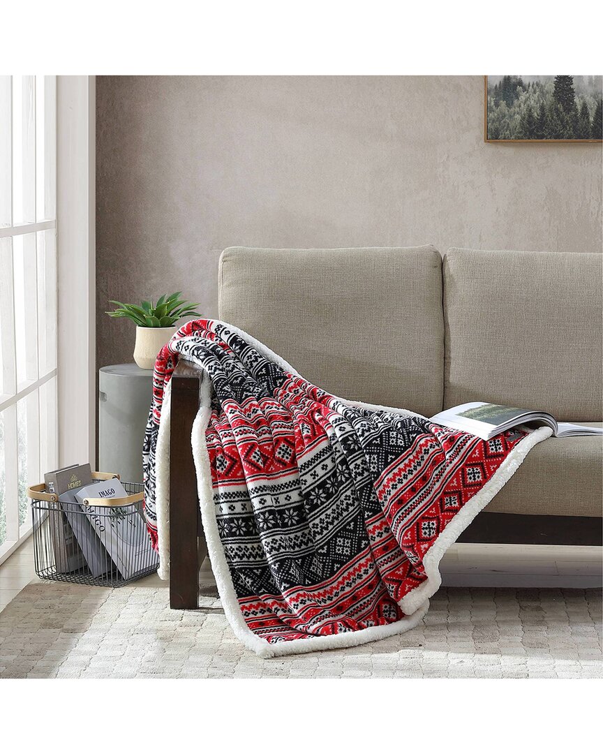 Eddie Bauer Classic Fair Isle Ultra Plush Fleece Sherpa Throw