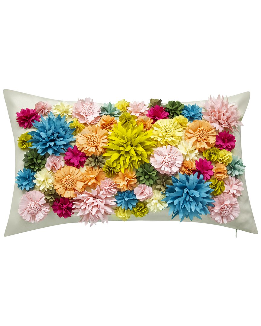 Edie Home Floral Bouquet Dimensional Indoor/outdoor Lumbar Decorative Pillow