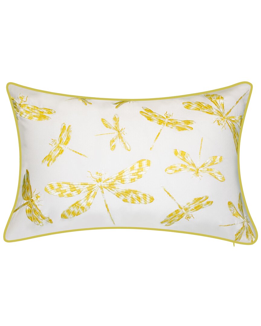 Edie Home Indoor/outdoor Embroidered Dragonflies Decorative Pillow