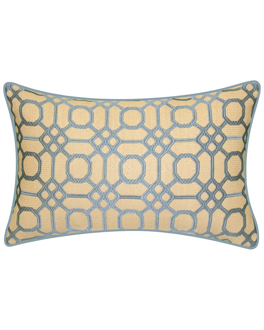 Edie Home Indoor/outdoor Raffia Geometric Embroidery Lumbar Decorative Pillow