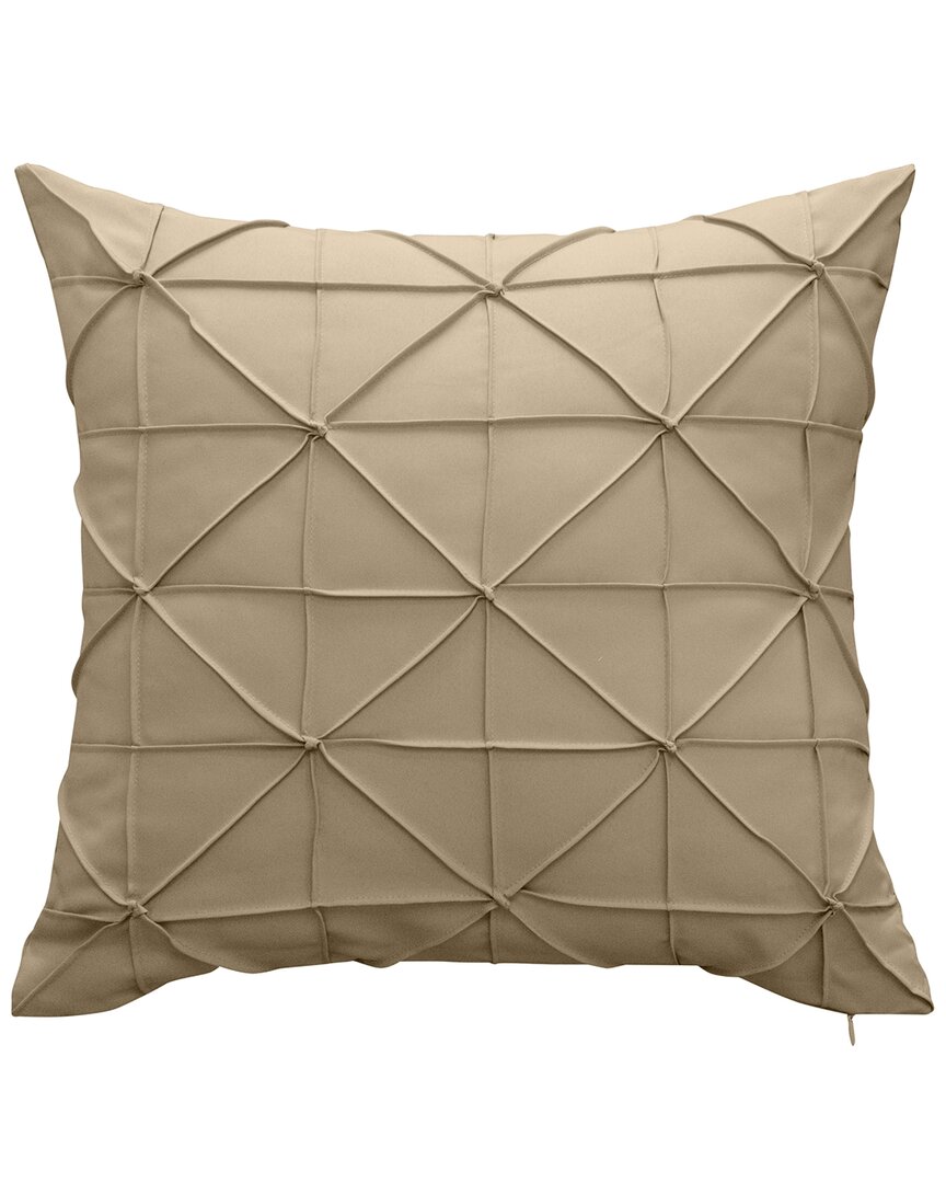 Edie Home Indoor/outdoor Fishnet Pleat Decorative Pillow In Khaki