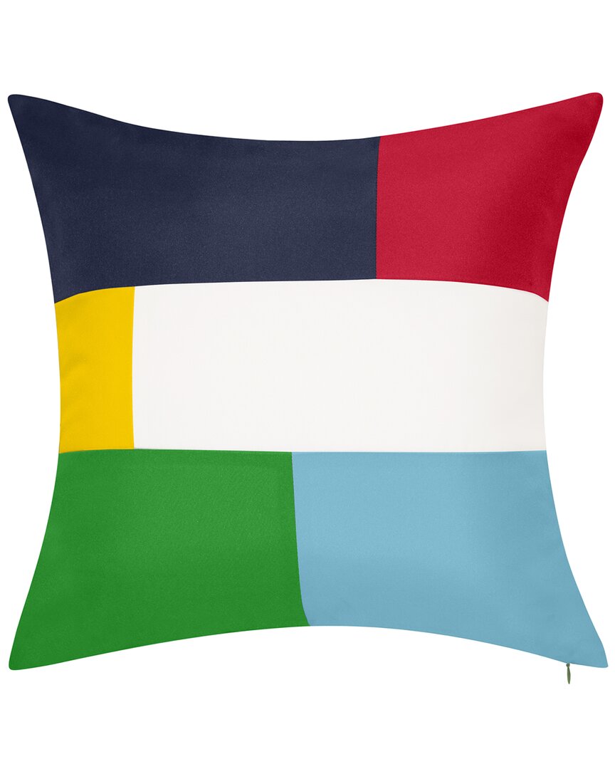 Edie Home Indoor & Outdoor Bold Colorblock Reversible Nautical Decorative Pillow In Multi