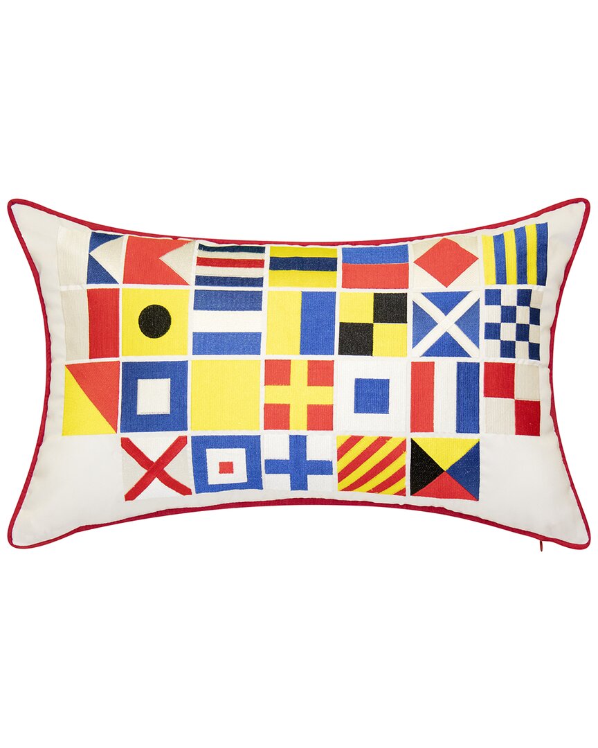 Shop Edie Home Edie@home Indoor & Outdoor Nautical Flags Reversible Lumbar Decorative Pillow In Multi