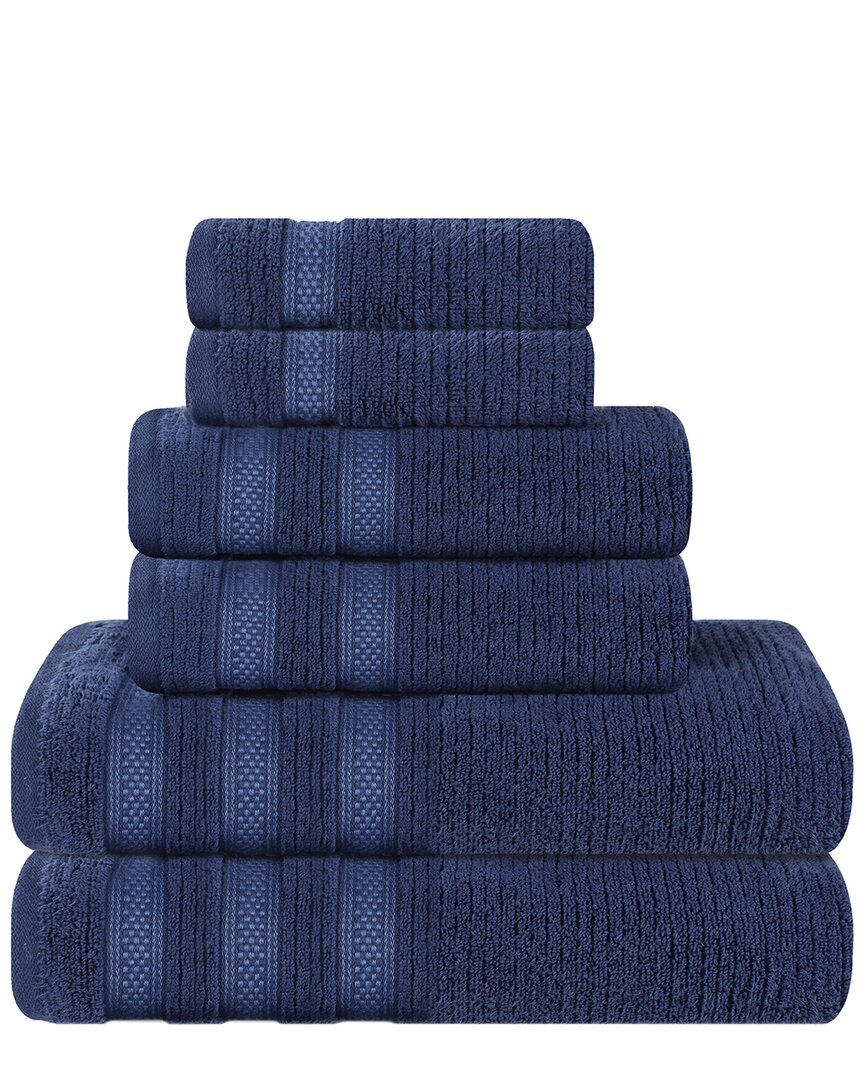 Shop Superior Brea Zero Twist Cotton Ribbed Geometric Border Plush 6pc Towel Set