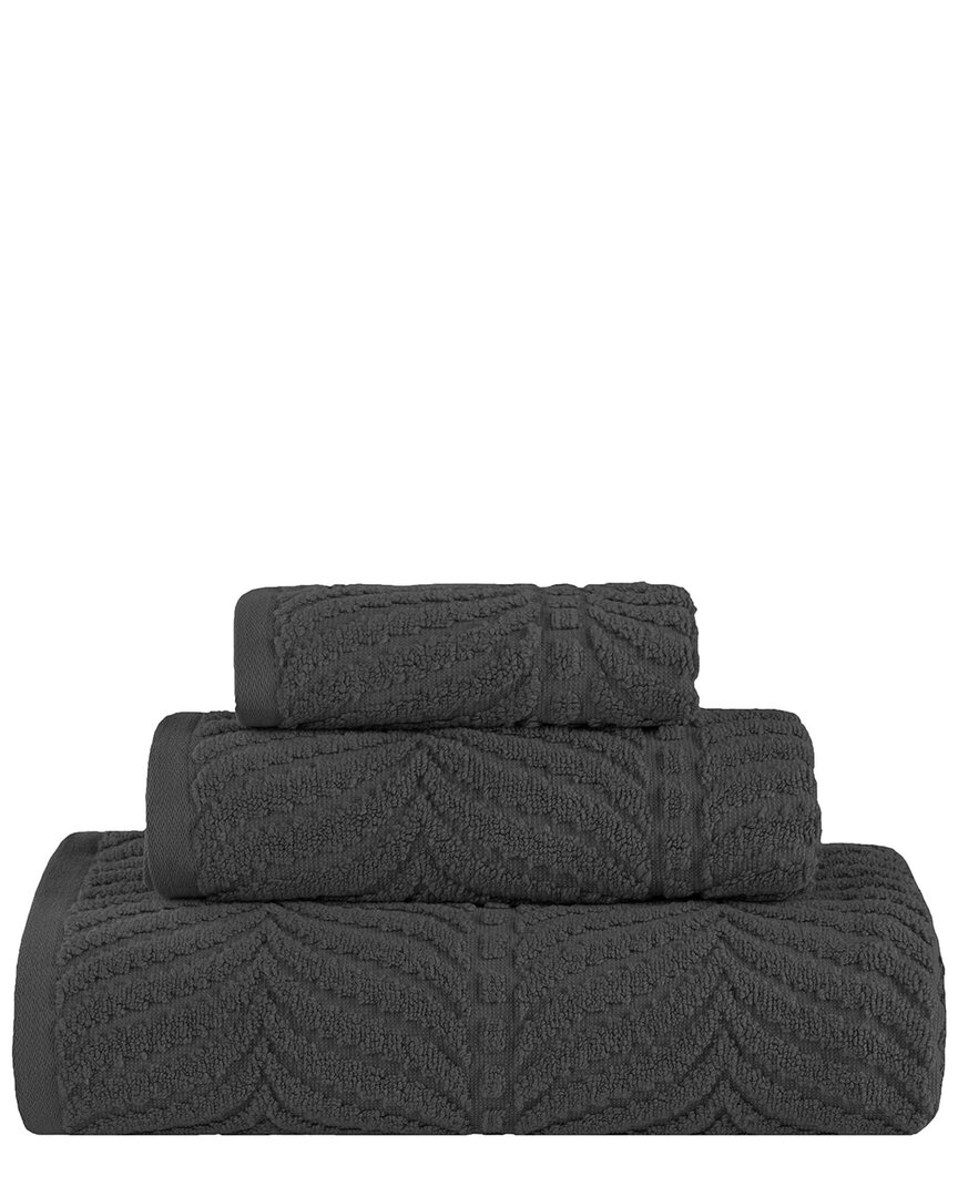 Superior Zero Twist Cotton Elegant Chevron Soft Absorbent 3pc Jacquard Towel Set