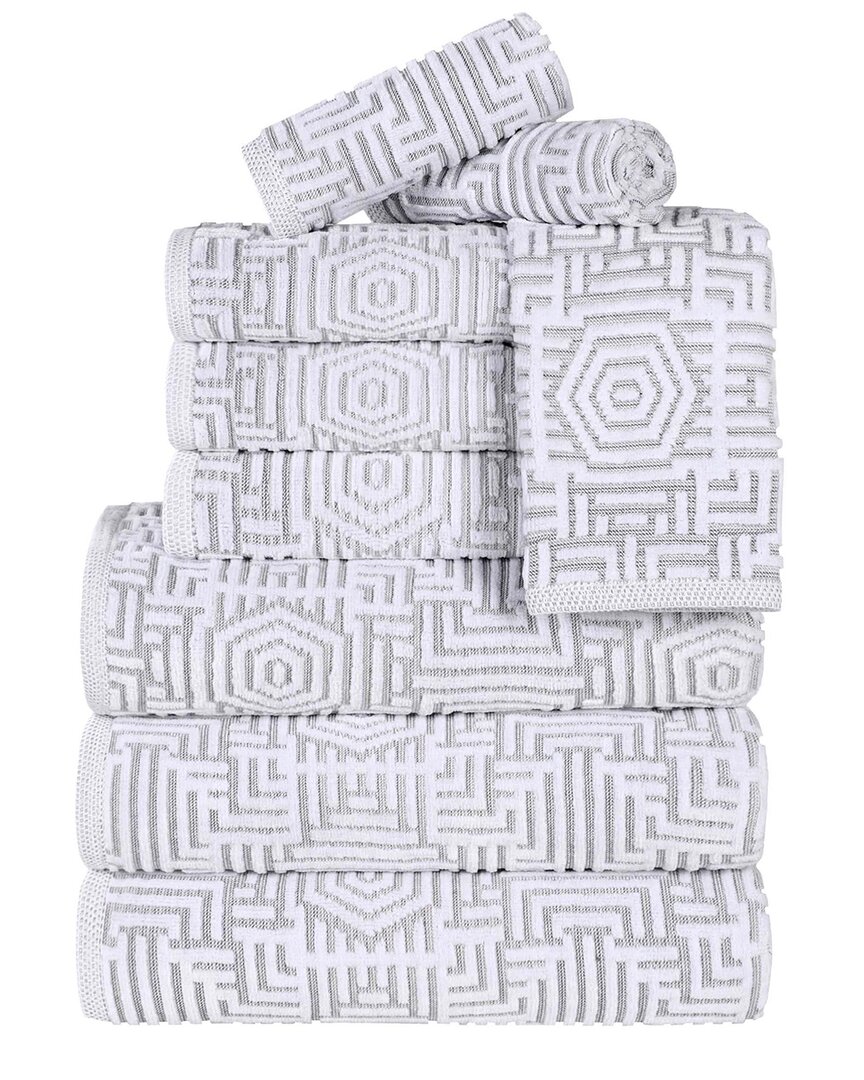 Superior Jasper Cotton Modern Geometric Jacquard Plush 9pc Towel Set
