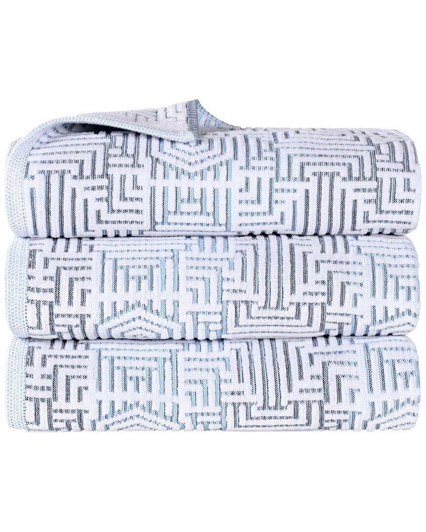Superior Set Of 3 Jasper Cotton Modern Geometric Jacquard Plush Bath Towels
