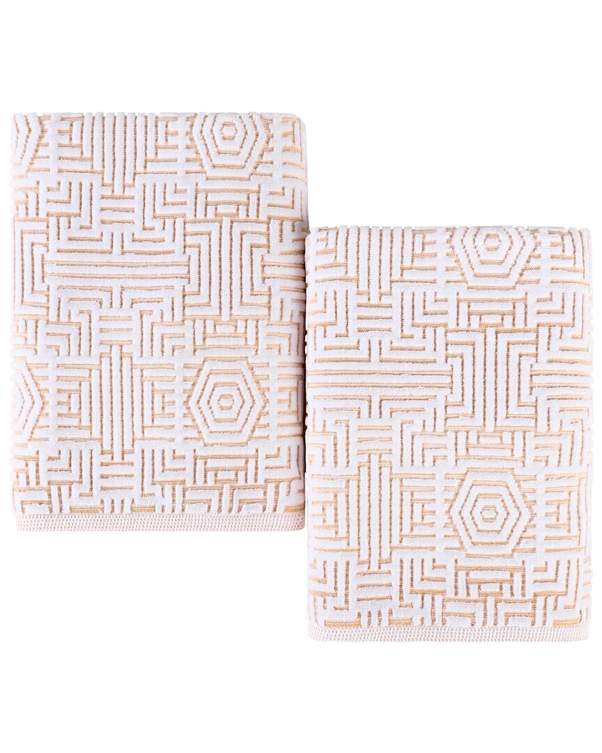 Superior Set Of 2 Jasper Cotton Modern Geometric Jacquard Plush Bath Sheets