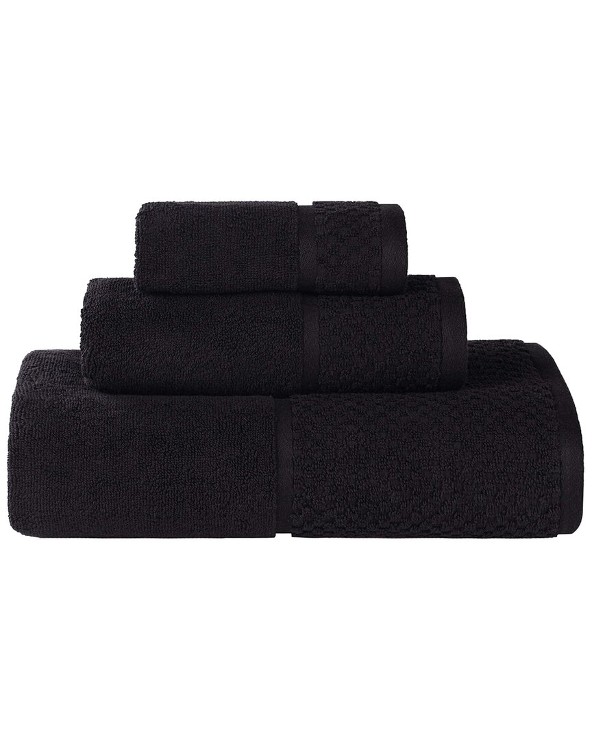 Superior Lodie Cotton Plush Jacquard Solid 3pc Towel Set