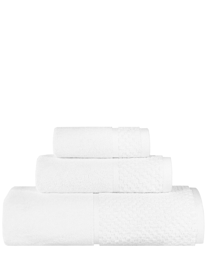 Superior Lodie Cotton Plush Jacquard Solid 3pc Towel Set