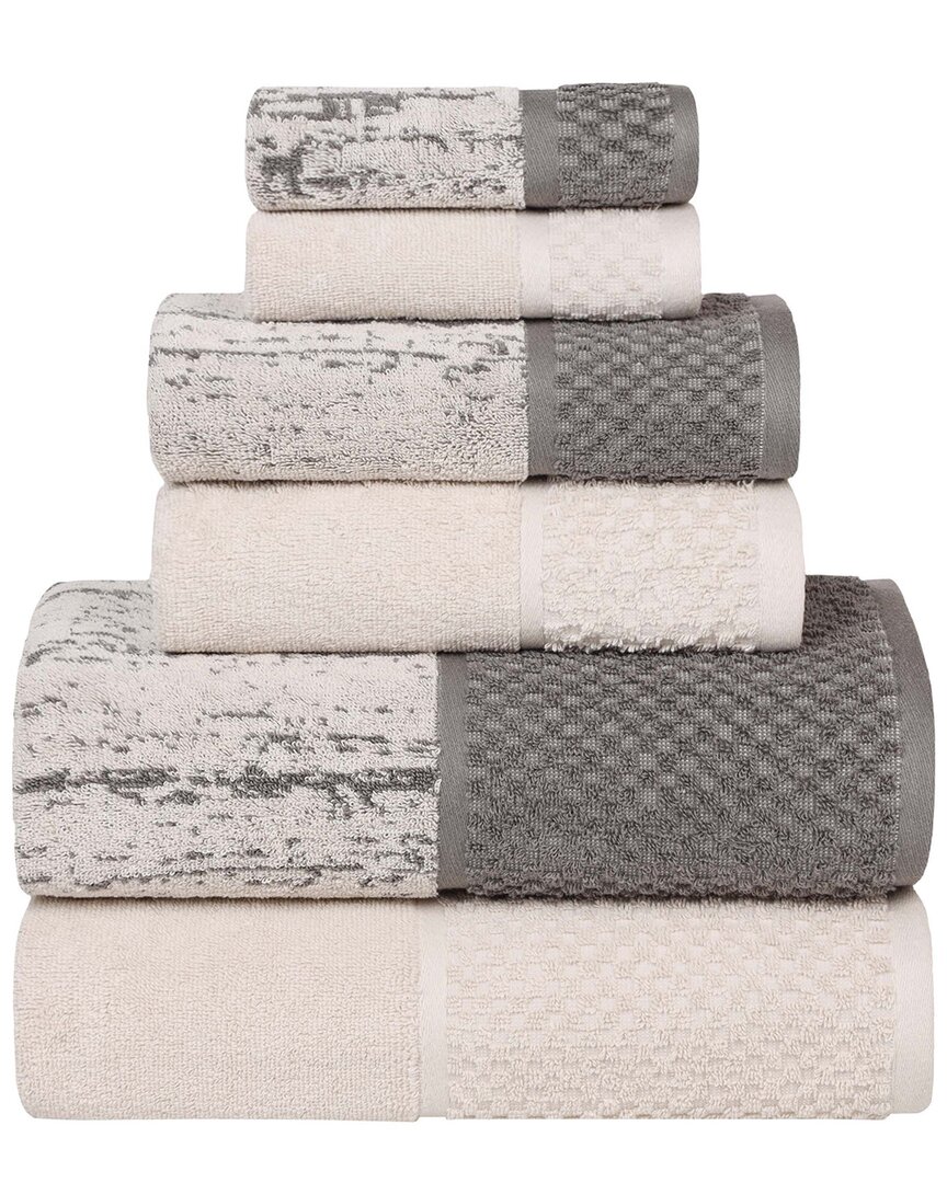 Shop Superior Lodie Cotton Plush Jacquard Solid & Two-toned 6pc Towel Set