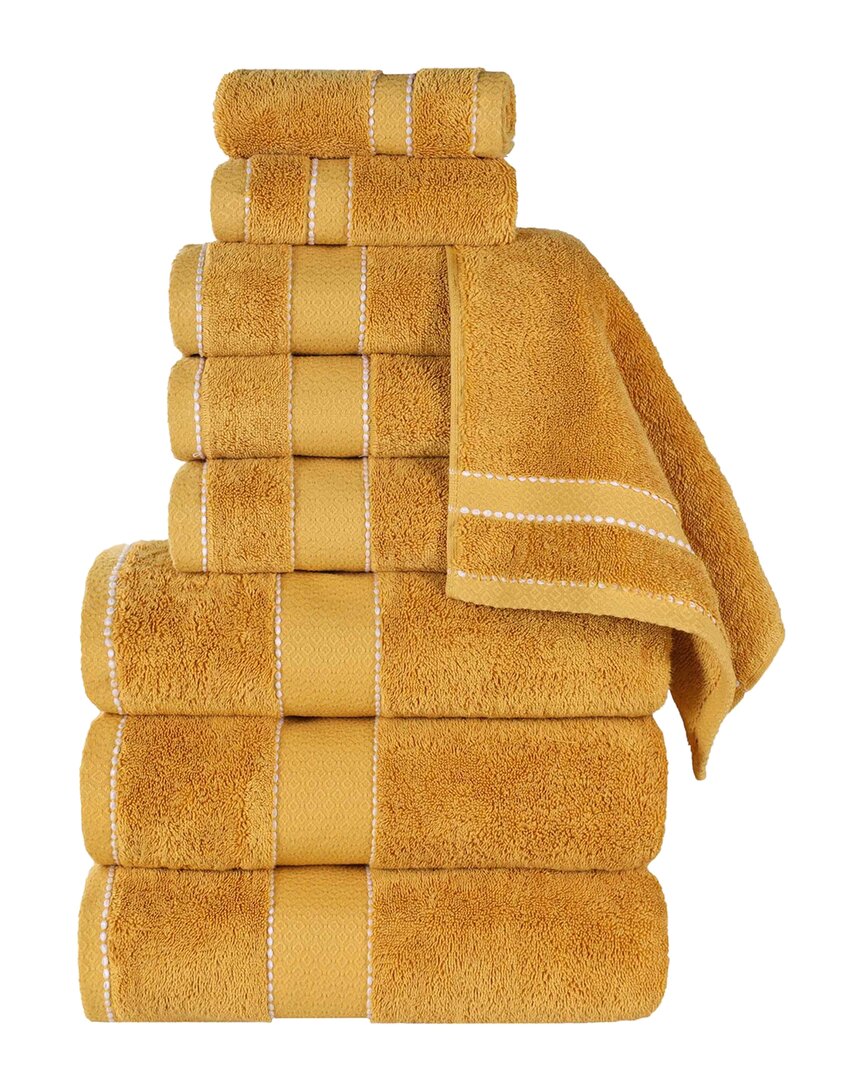 Superior Niles Giza Cotton Dobby Ultra-plush Thick Soft Absorbent 9pc Towel Set In Gold