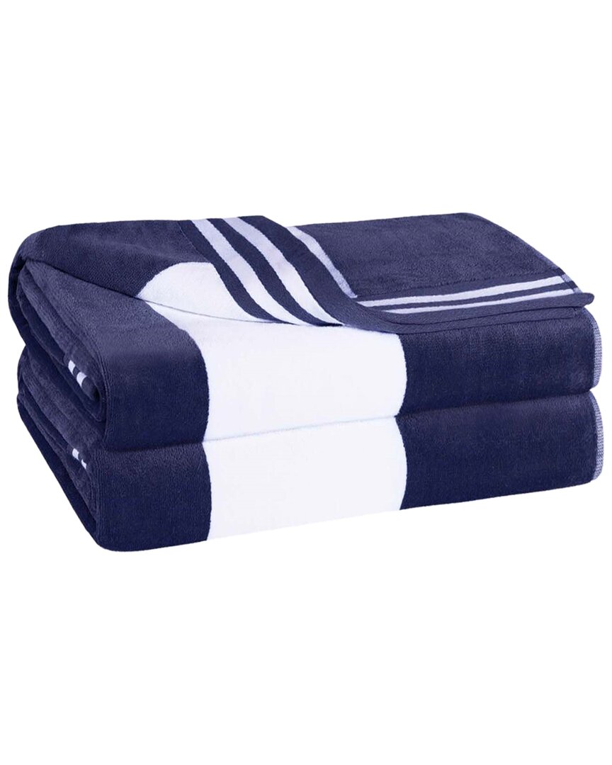 Superior Set Of 2 Cabana Stripe Oversized Cotton Beach Towels