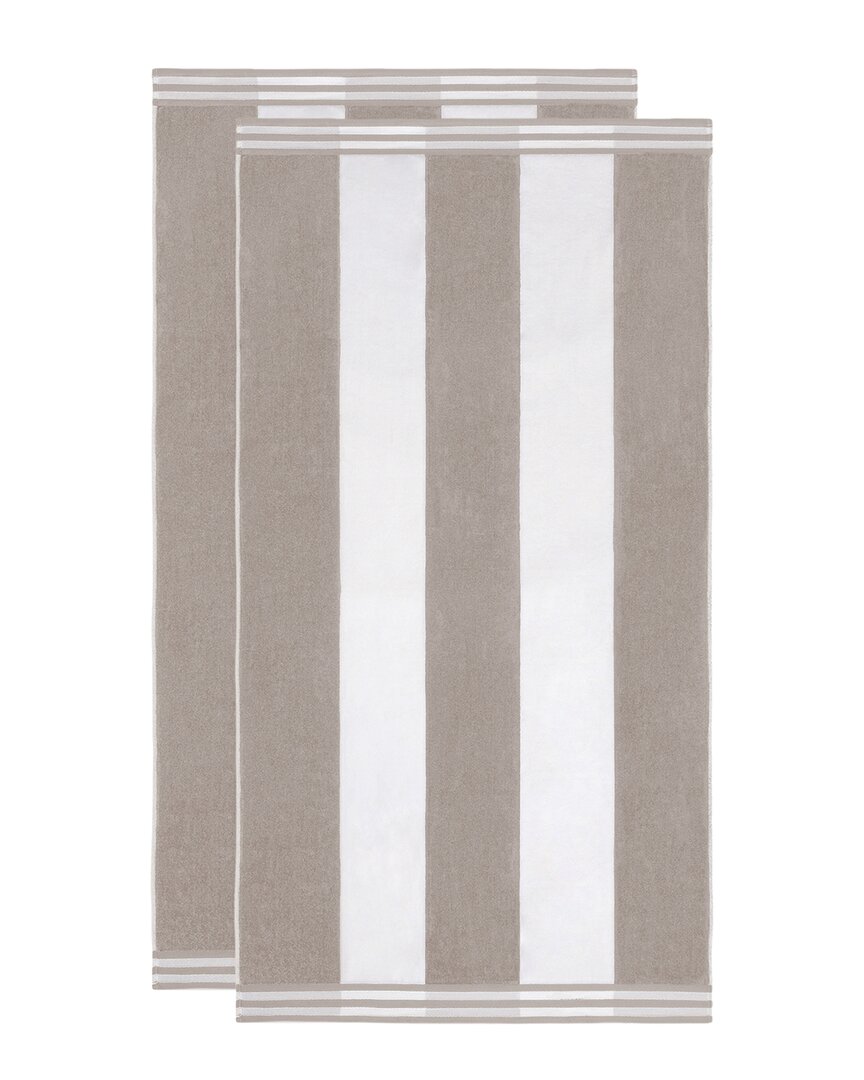 Superior Set Of 2 Cabana Stripe Oversized Cotton Beach Towels